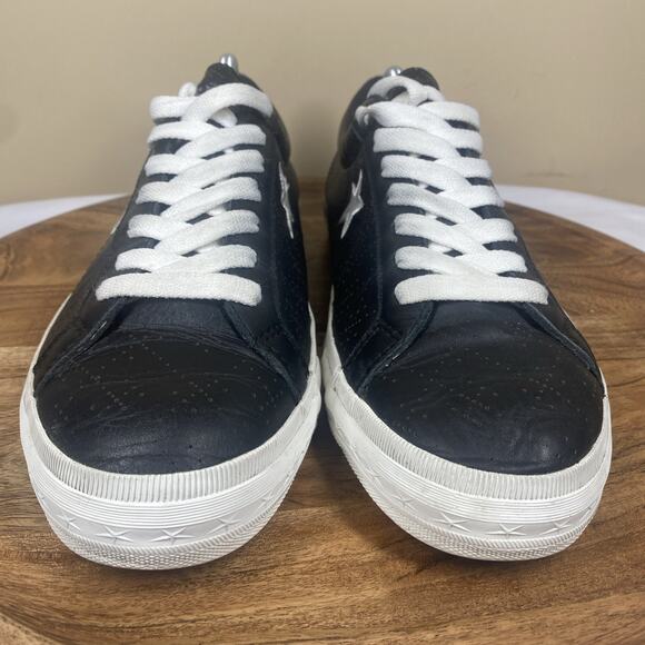 Converse One Star Sample Mens Black & White Vintage Size 11 Leather LowTop Shoes - Picture 3 of 13